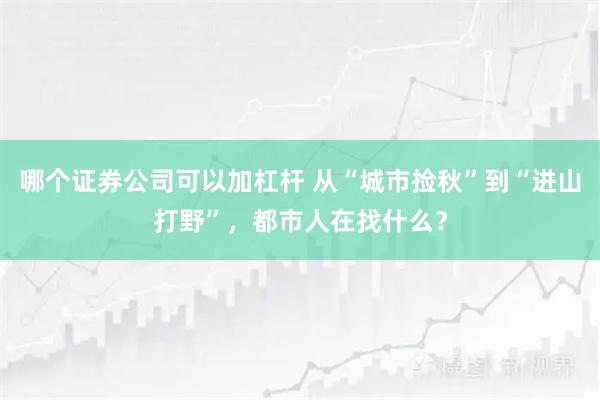 哪个证券公司可以加杠杆 从“城市捡秋”到“进山打野”，都市人在找什么？